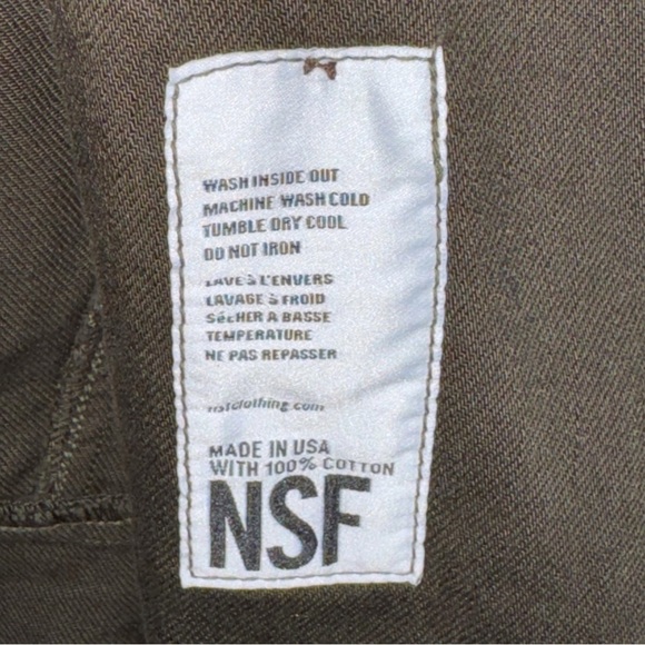 NSF Double Breasted Cotton Jacket Cotton Frayed Hem Sz Lg Olive Green Steampunk - Picture 8 of 10